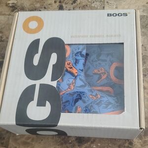 BOGS Kids' Dino Print Boots in Blue and Orange